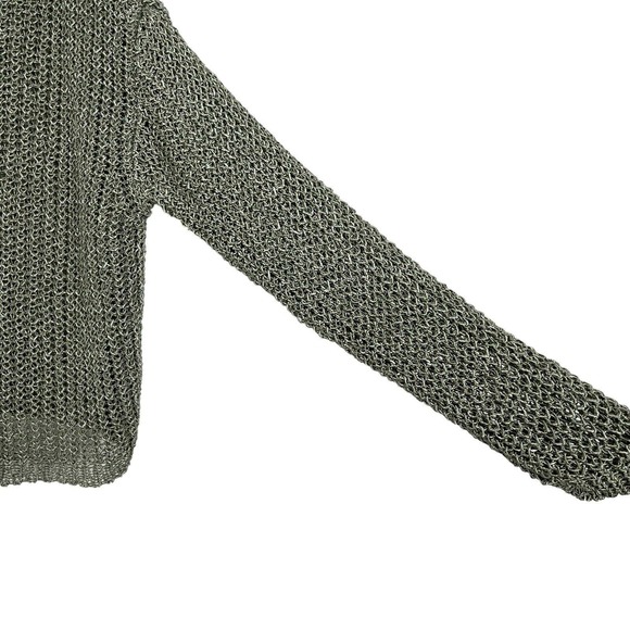 Zara Cropped Open Knit Metallic Fiber Scoop Neck Pullover Sweater - Picture 5 of 8